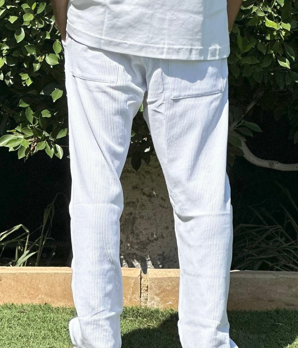 Striped Pants - White