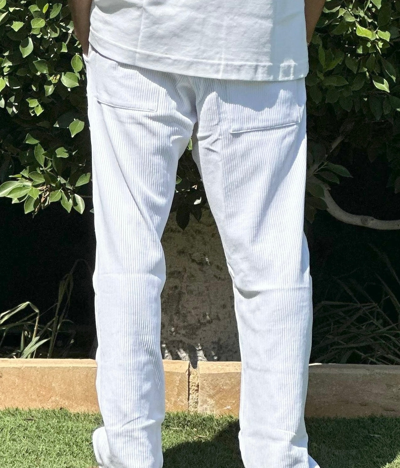 Striped Pants - White