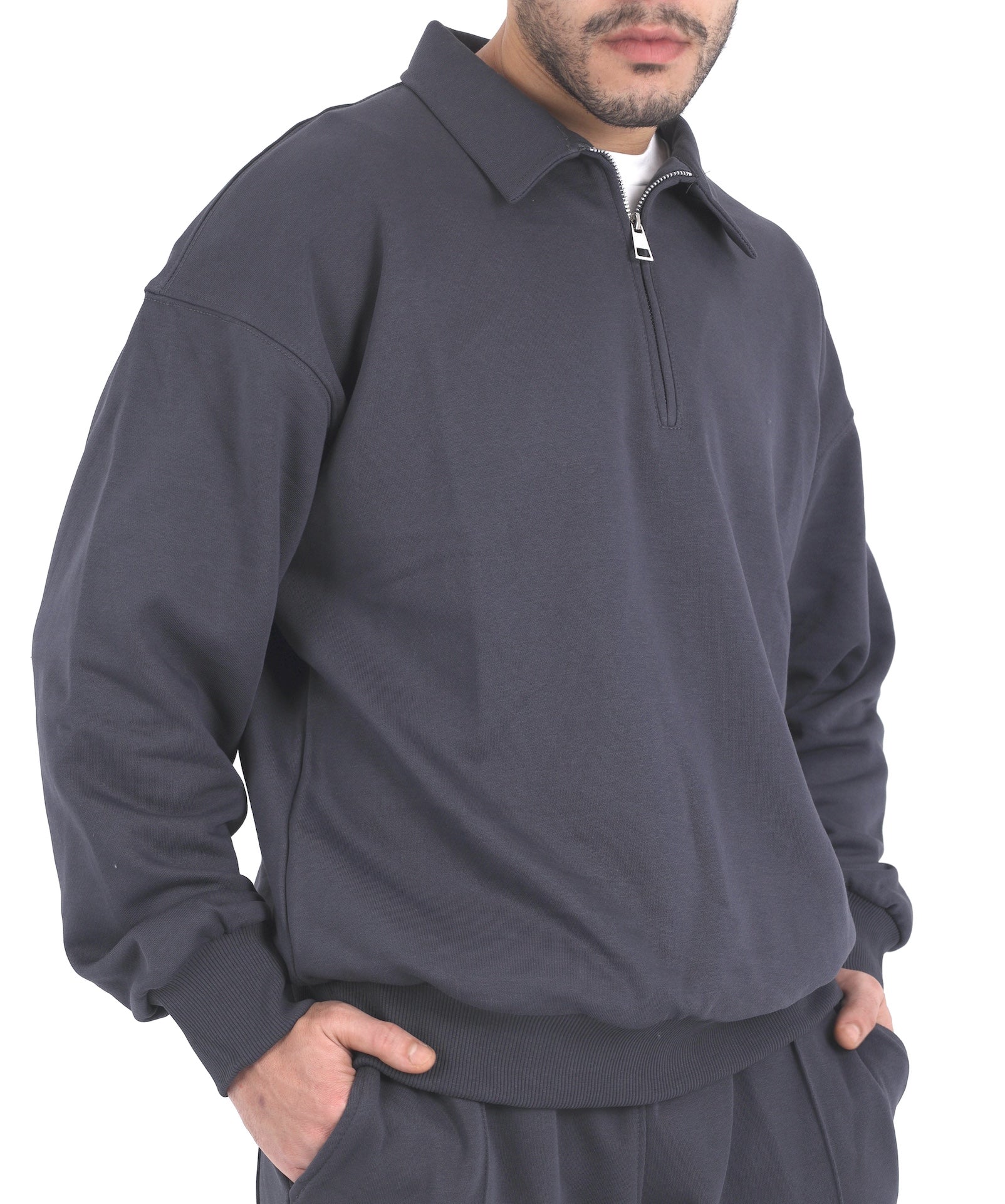 Polo Sweatshirt - Grey