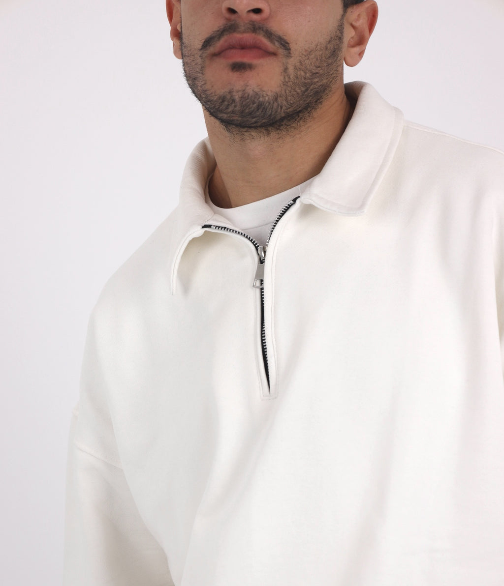 Polo Sweatshirt - White
