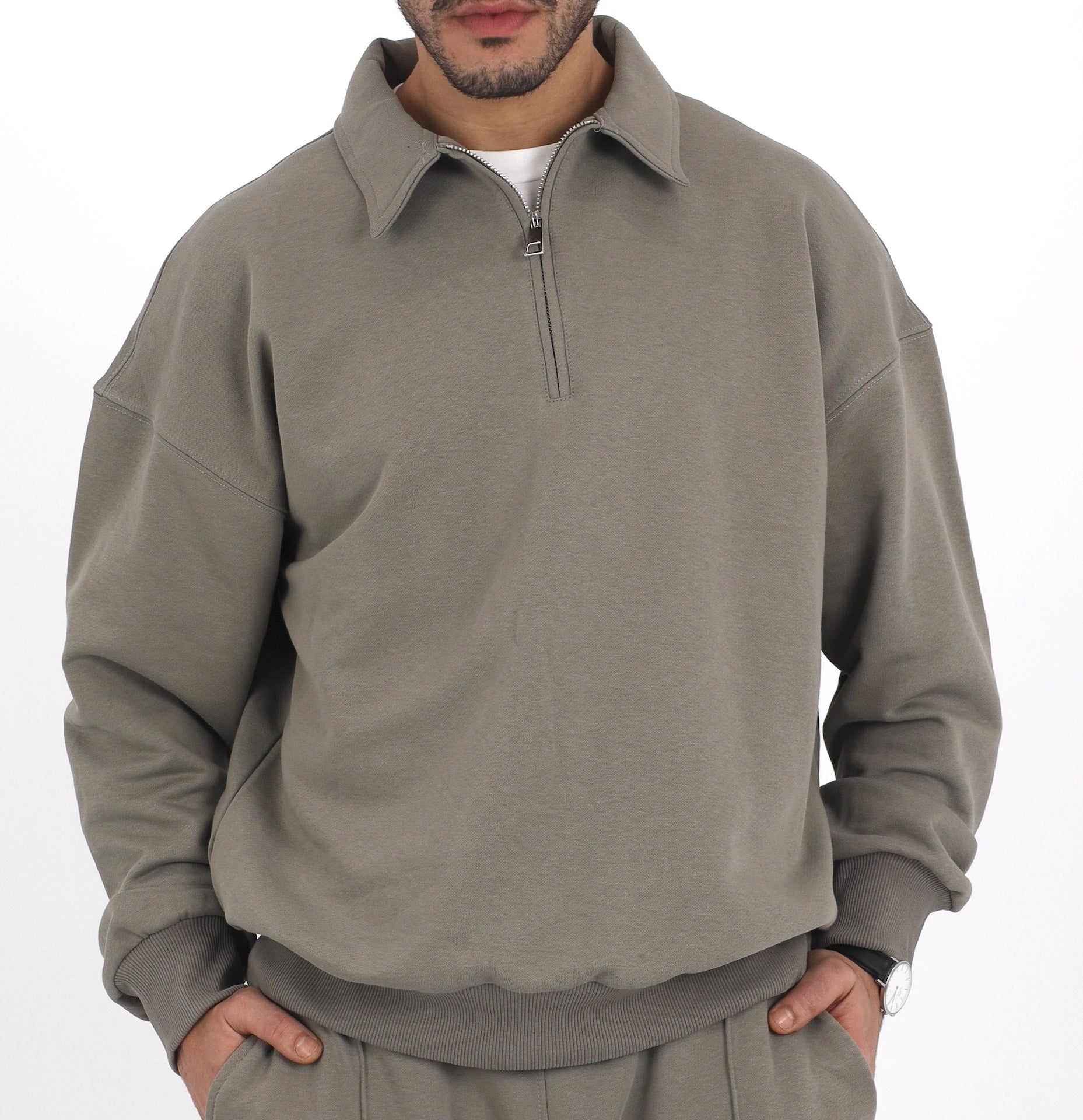 Polo Sweatshirt - Olive