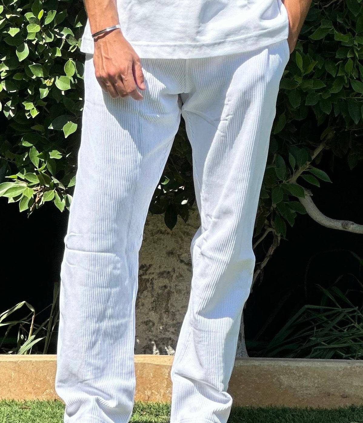 Striped Pants - White