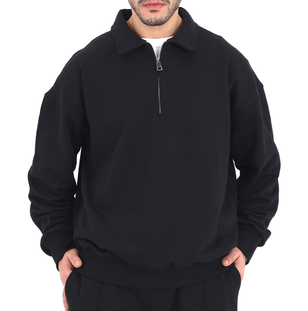 Polo Sweatshirt - Black