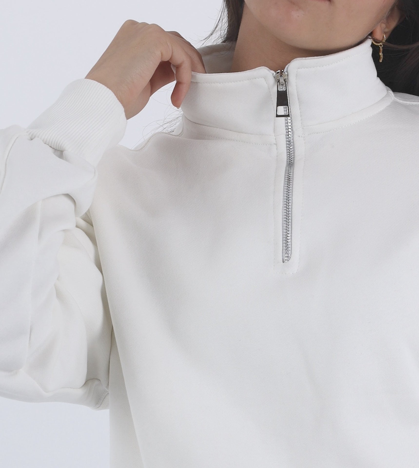 Quarter Zip Sweatshirt - White